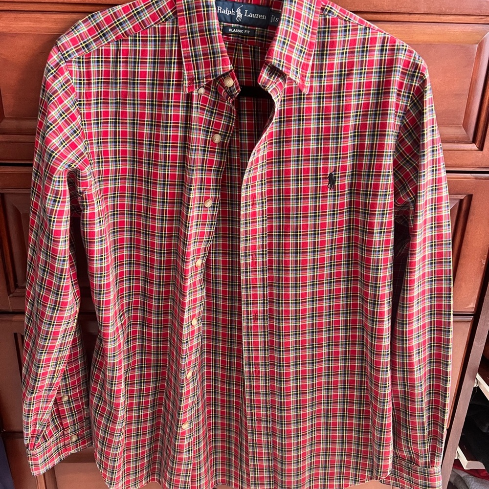 Ralph Lauren Red Green Plaid Button-Down Shirt